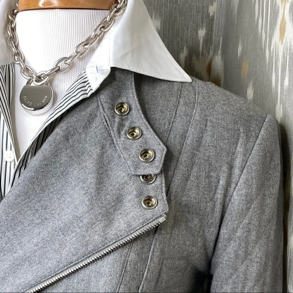 Ralph Lauren Grey Cashmere Blend Moto Jacket - Picture 3 of 16